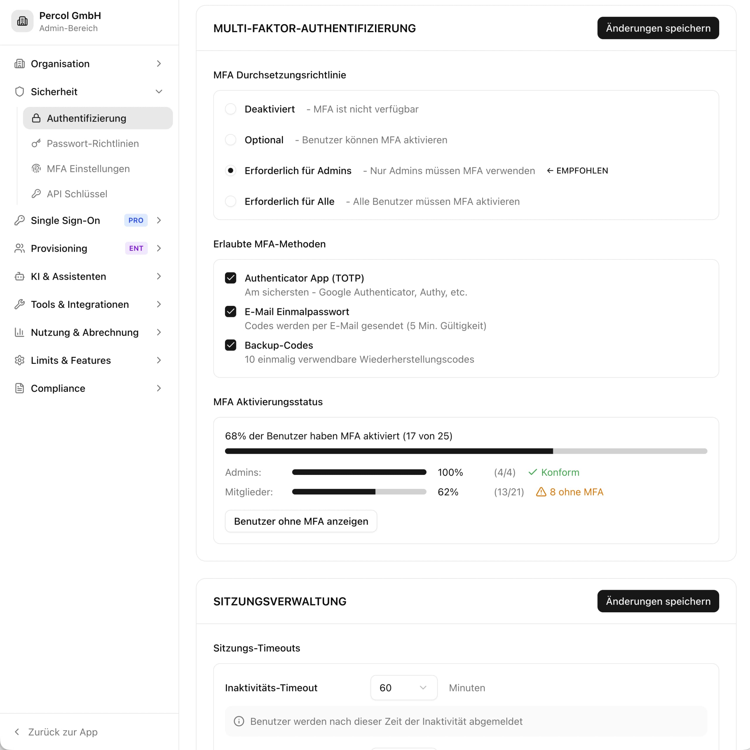 Administration interface