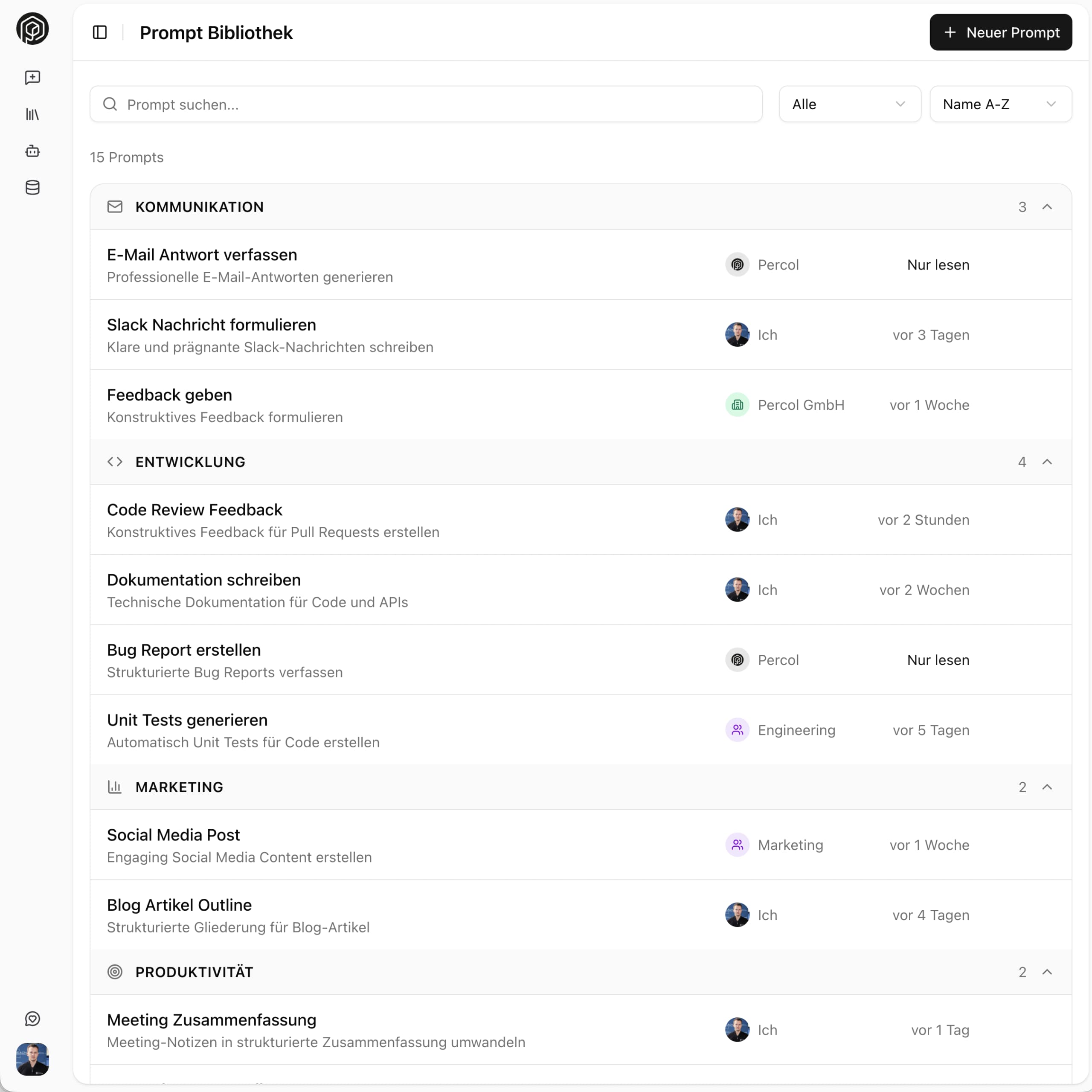 Templates & Workflows interface